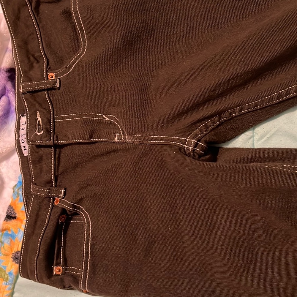 WORN ONCE dark brown low rise jeans